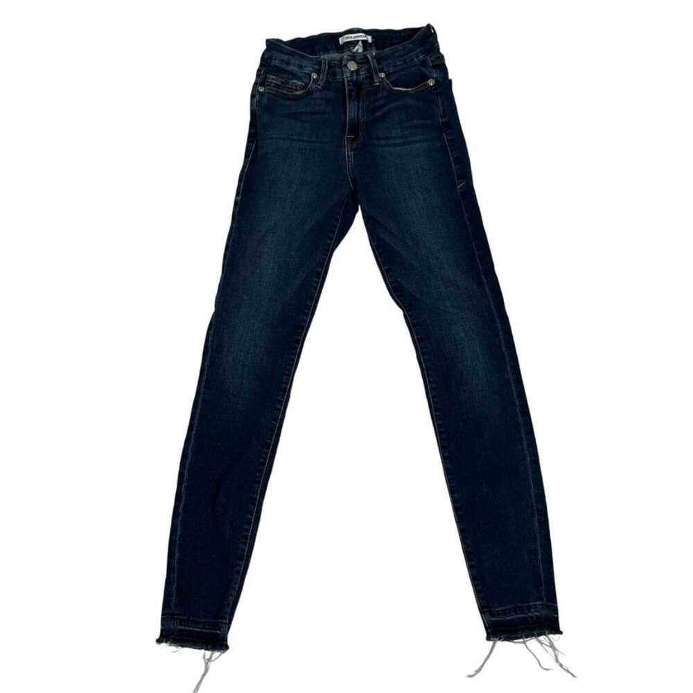 Closet Closing Sale! Good American good legs jeans raw hem skinny blue dark wash